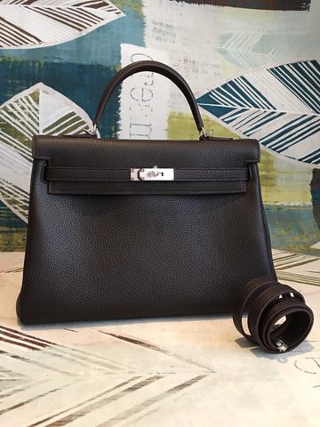 Top Quality Kelly Retourne Black Togo PallaTop Qualityum Hardware For Women 11.2 inches/ 28 cm
