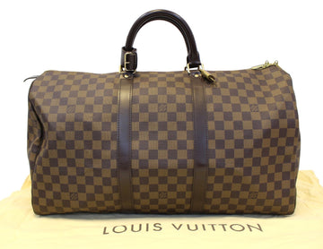 LOUIS VUITTON Damier Ebene Keepall 50 Boston Travel Bag
