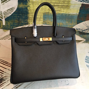 Top Quality Birkin Black For Women Gold Toned Hardware 13.8in/35cm