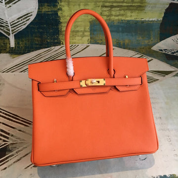 Top Quality Birkin Orange For Women Gold Toned Hardware 11in/30cm
