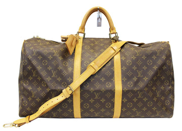 LOUIS VUITTON Monogram Canvas Brown Keepall 60 Bandouliere Travel Bag
