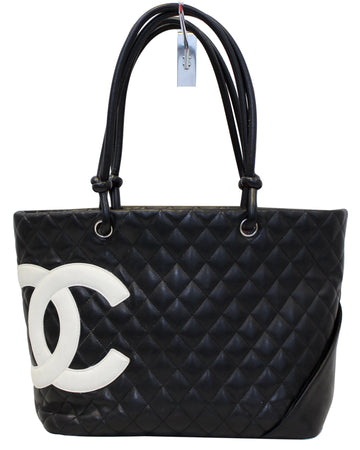 CHANEL Black  Leather Large Cambon Tote Bag