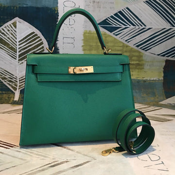 Top Quality Kelly 28 Vert Jade Green Bag For Women, Handbags, Shoulder Bags 11in/28cm