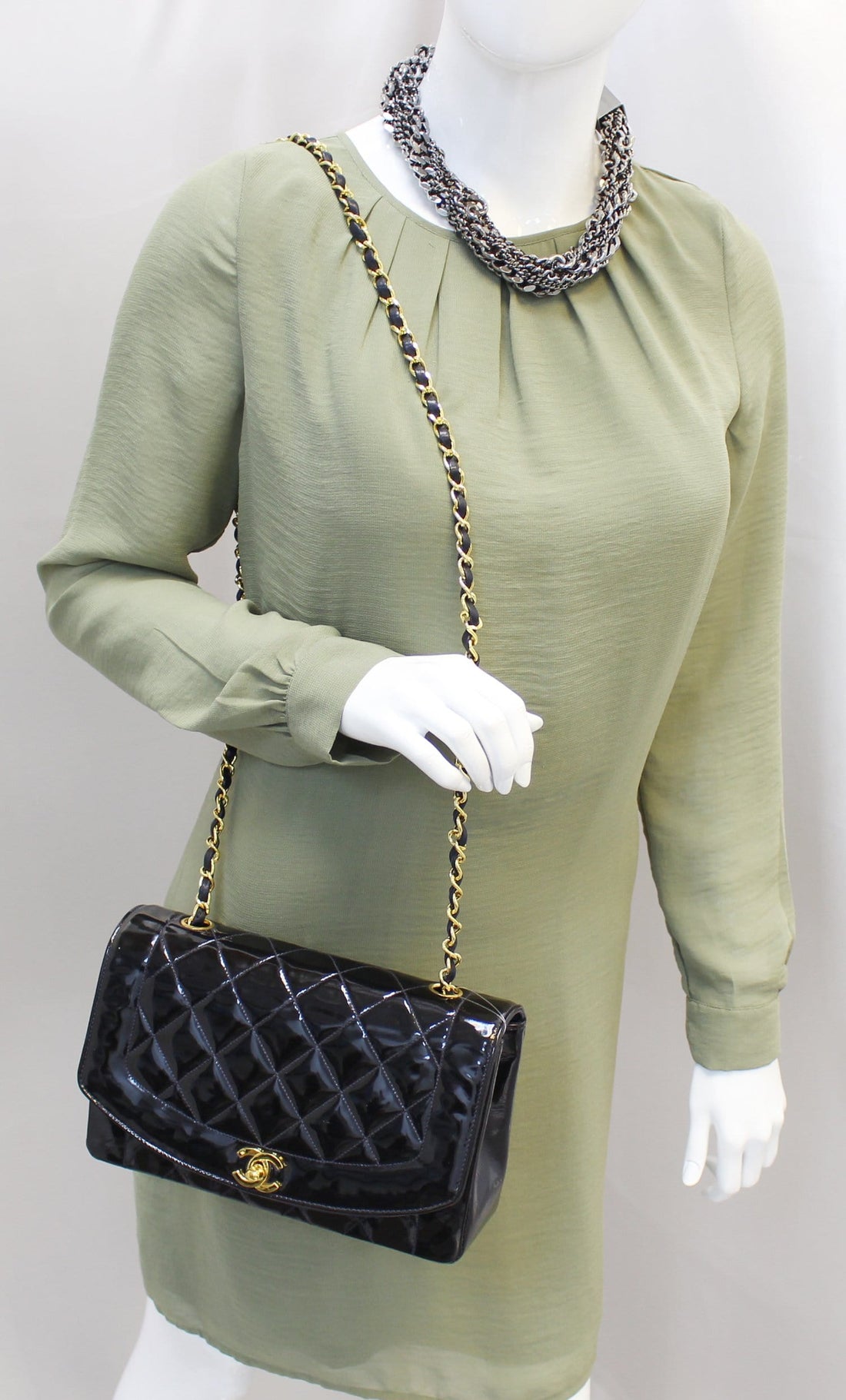 CHANEL Enamel Matelasse Chain CC Logo Black Shoulder Bag - Sale