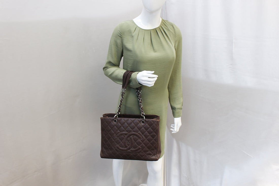 CHANEL Caviar Leather Leather Grand Shopping Tote Brown Bag - Final Call