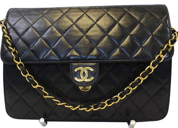 CHANEL Quilted  Leather Single Flap Black Shoulder Bag - Final Call
