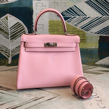 Top Quality Kelly 32 Retourne Togo Bag Light Pink For Women, Handbags, Shoulder Bags 12.5in/32cm