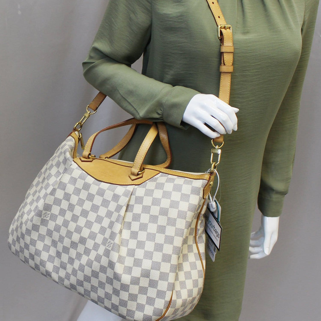 LOUIS VUITTON Damier Azur Siracusa GM Shoulder Handbag