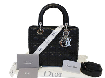 CHRISTIAN DIOR Cannage Quilted  Leather Lady Dior Medium Bag TT1027