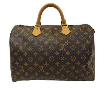 LOUIS VUITTON Speedy 35  Monogram Canvas  Brown Satchel Bag