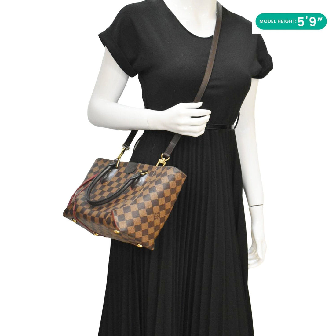 LOUIS VUITTON Caissa PM Damier Ebene Tote Bag Brown