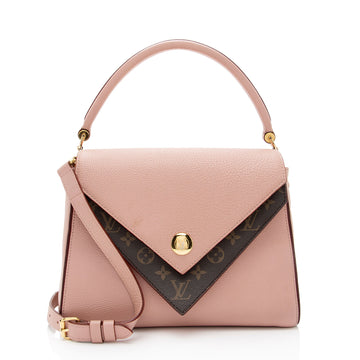Louis Vuitton Calf Leather Monogram Canvas Double V Satchel (SHF-sUxzoE)