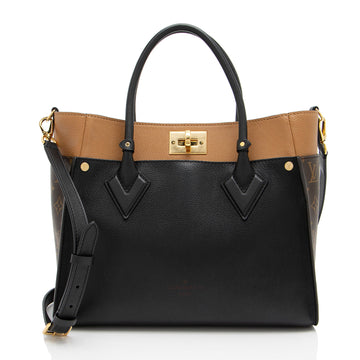 Louis Vuitton Calfskin Monogram Canvas On My Side MM Tote (SHF-vj1OwL)