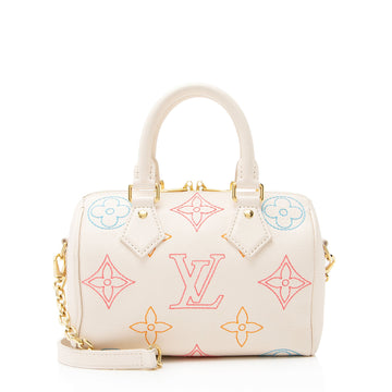 Louis Vuitton Embroidered Monogram Speedy Bandouliere 20 Satchel