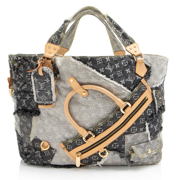 Louis Vuitton Limited Edition Monogram Denim Patchwork Cabby Tote