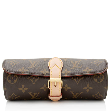 Louis Vuitton Monogram Canvas 3 Watch Travel Case (SHF-hcFKLN)