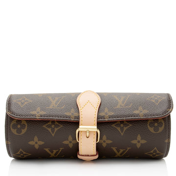 Louis Vuitton Monogram Canvas 3 Watch Travel Case (SHF-Nm6c35)