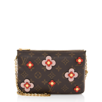 Louis Vuitton Monogram Canvas Blooming Flowers Double Zip Pochette (SHF-1wiy9L)