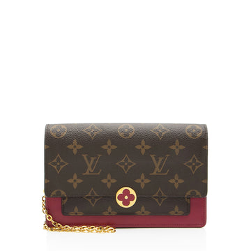 Louis Vuitton Monogram Canvas Flore Chain Wallet (SHF-Lu1wBf)