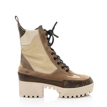 Louis Vuitton Monogram Canvas Suede Laureate Desert Platform Boots - Size 7 / 37