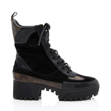 Louis Vuitton Monogram Canvas Suede Laureate Desert Platform Boots - Size 9.5 / 39.5