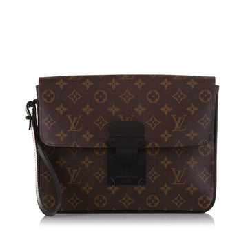 Louis Vuitton Monogram Macassar S Lock A4 Pouch (SHG-7uwojo)