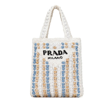 Prada Beaded Raffia Logo Tote (SHG-dzCs8E)