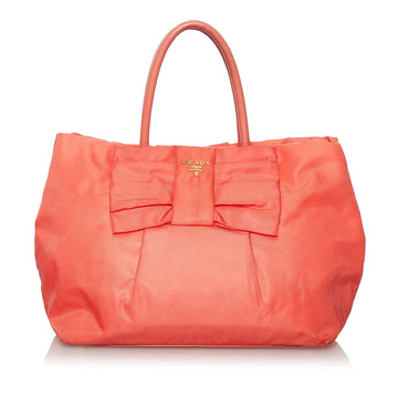 Prada Fiocco Bow Tessuto Tote Bag (SHG-29762)