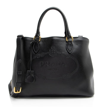 Prada Glace Calf Logo Tote