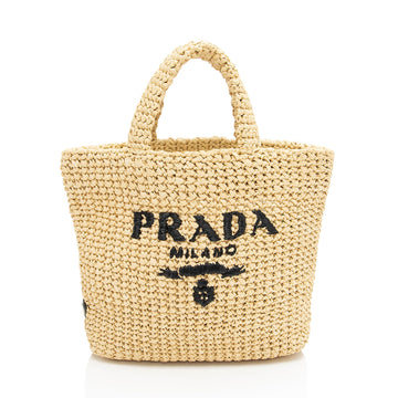 Prada Raffia Logo Small Tote (SHF-AWFY3O)