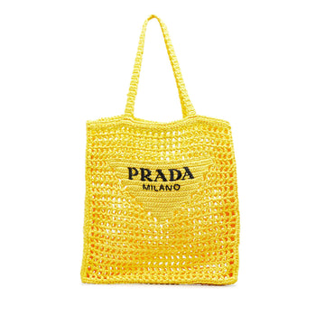 Prada Raffia Logo Tote