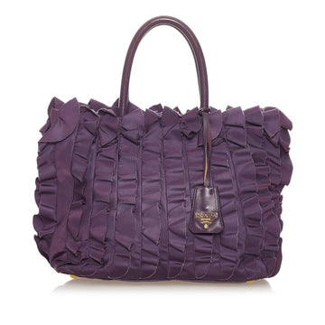 Prada Ruffled Tessuto Tote Bag (SHG-27502)