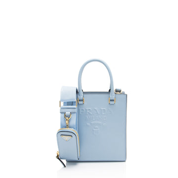 Prada Saffiano Lux Embossed Logo Small Tote