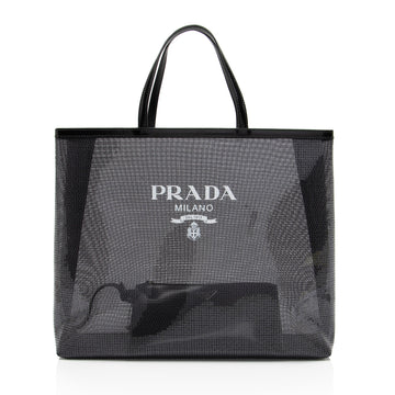 Prada Sequin Mesh Logo Large Tote