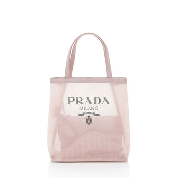 Prada Sequin Mesh Logo Small Tote