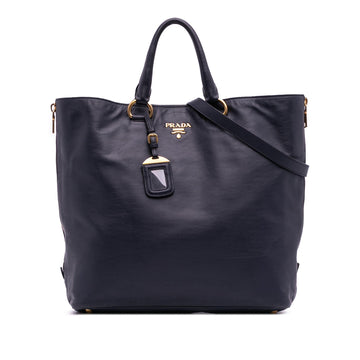 Prada Soft Calf Side Zip Convertible Tote