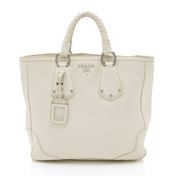 Prada Vitello Daino Braided Tote (SHF-XQ69sr)