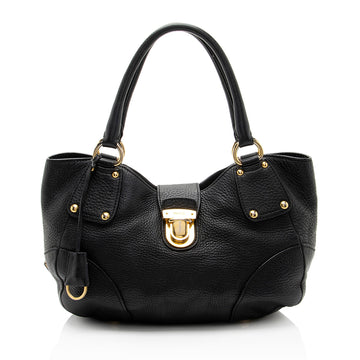 Prada Vitello Daino Leather Pushlock Tote (SHF-hBazVI)