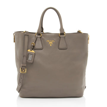 Prada Vitello Daino Side Zip Tote