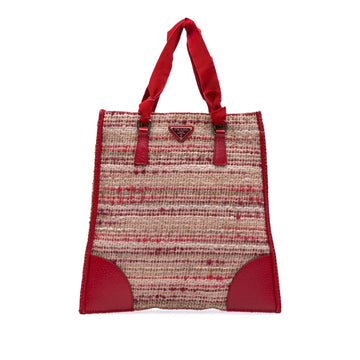 Prada Vitello Trimmed Tweed Flat Tote