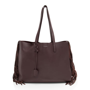 Saint Laurent Calfskin Fringe Large Shopping Tote (SHF-h6dSh9)