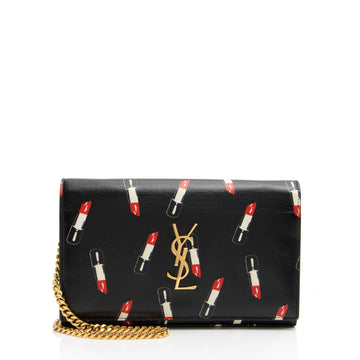 Saint Laurent Calfskin Lipstick Monogram Wallet on Chain