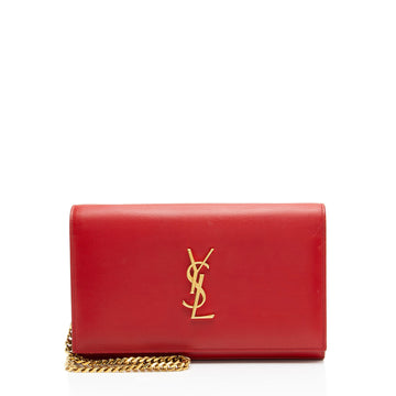 Saint Laurent Calfskin Monogram Kate Chain Wallet