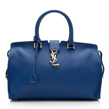Saint Laurent Calfskin Monogram Medium Cabas Tote (SHF-gfxpGY)