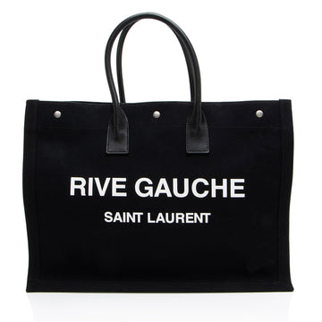 Saint Laurent Canvas Calfskin Rive Gauche Large Tote
