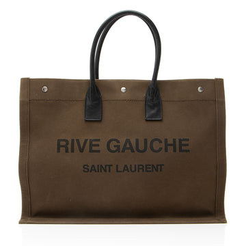Saint Laurent Canvas Calfskin Rive Gauche Large Tote