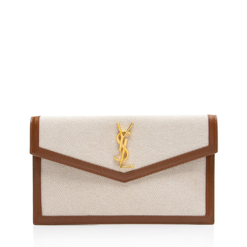 Saint Laurent Canvas Monogram Uptown Envelope Clutch