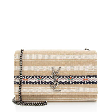 Saint Laurent Canvas Printed Monogram Kate Shoulder Bag