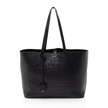 Saint Laurent Croc Embossed Calfskin Large Shopping Tote