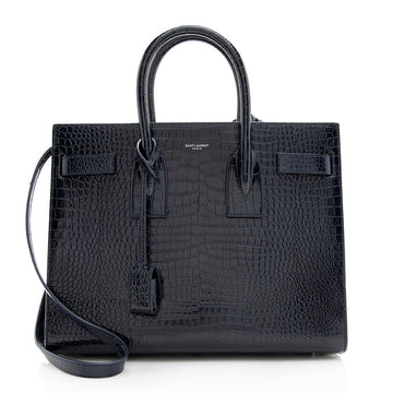Saint Laurent Croc Embossed Leather Sac De Jour Small Tote (SHF-18891)